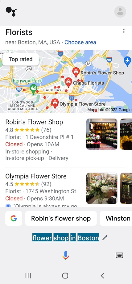 voice search seo flowe shop near me