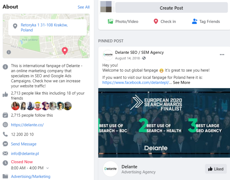 Delante brand SEO example