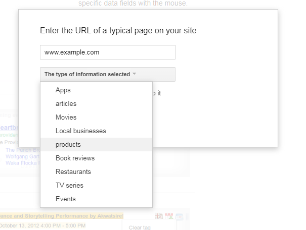 Google Data highlighter example of tags