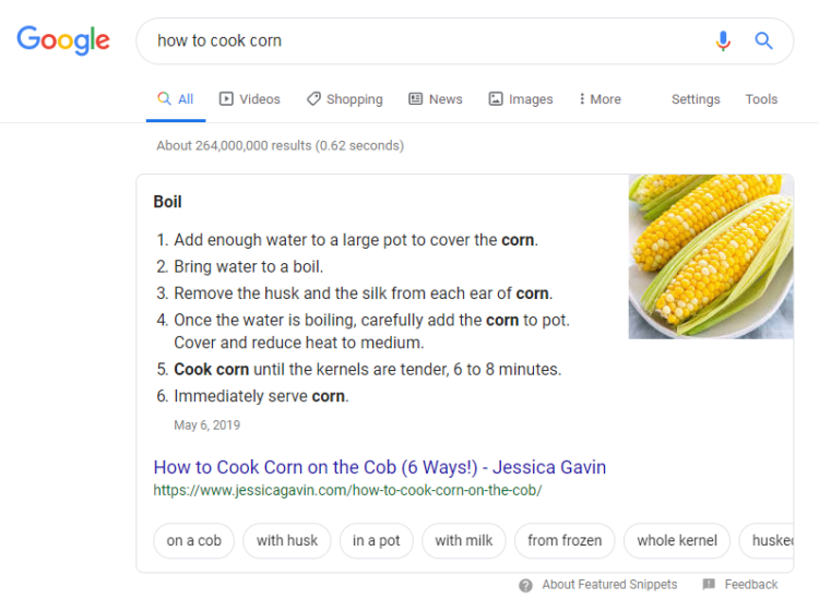 Direct answer recipe