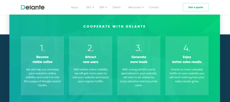 fixed website header delante example 