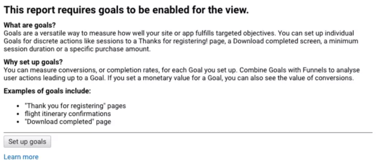 setting up goals in google analytics 