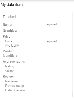 Google data highlighter tool elements