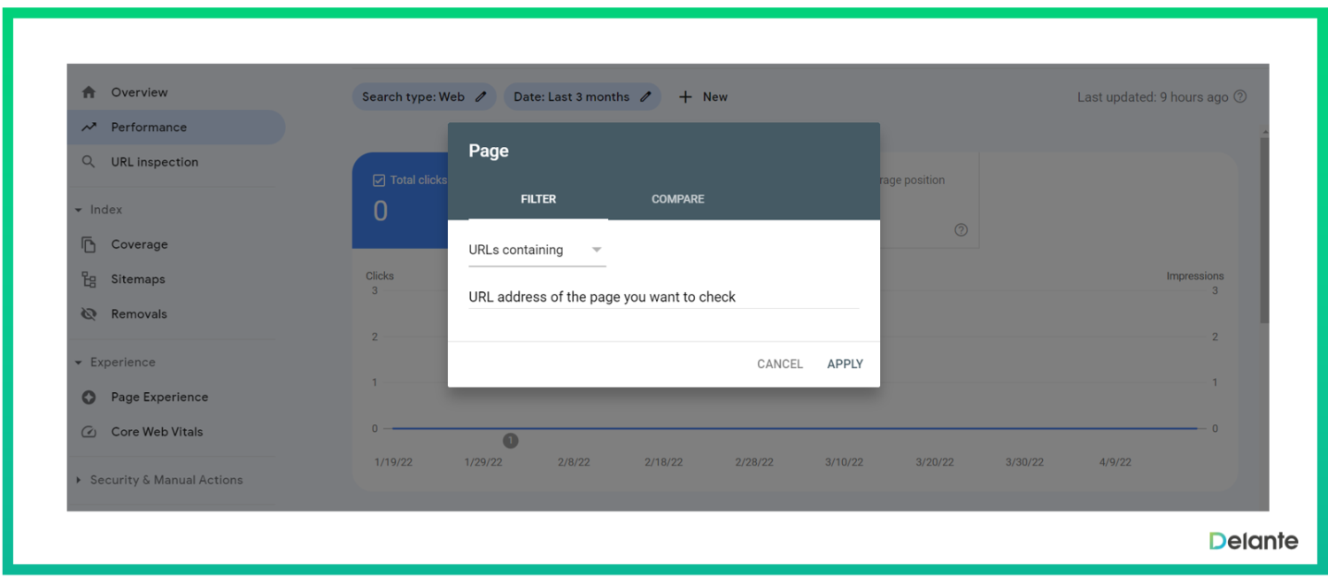 performance how to check url gsc