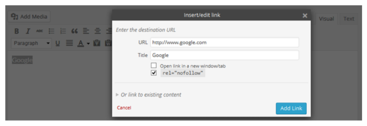 Rel Nofollow Checkbox wordpress plugin