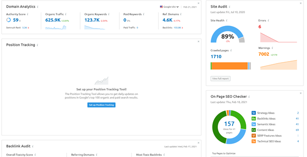 semrush guide dashboard