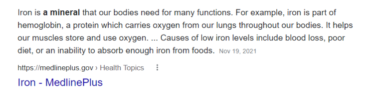 what are lsi keywords iron element example
