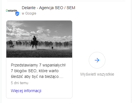 Wpisy blogowe na wizytówce Google