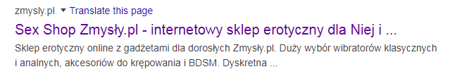 Zmysły - SERP after optimization